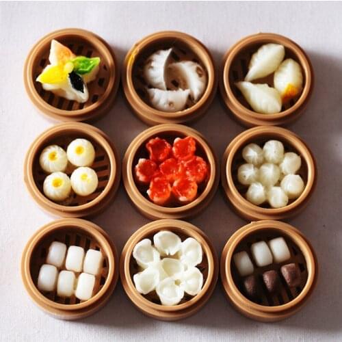 Dollhouse Simulation Hong Kong Style Cha Chaan Restaurant Steamer Gourmet Snacks Accessories Scene Model Dolls Accessories