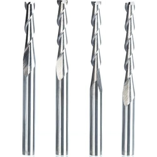 10pcs 3.175x22mm Double Flute Spiral Cutter CNC Router Bits Wood Acrylic Drill Bits Carbide CNC Milling Cutters End Mill
