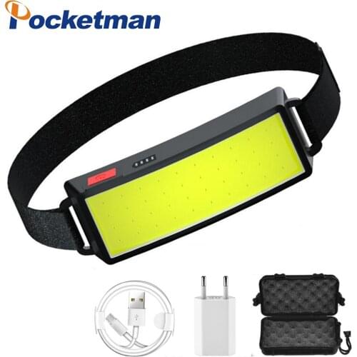 8000LM Led Headlamp Portable Mini COB LED Headlight With Built-in Battery Flashlight USB Rechargeable Head Lamp Waterproof Torch