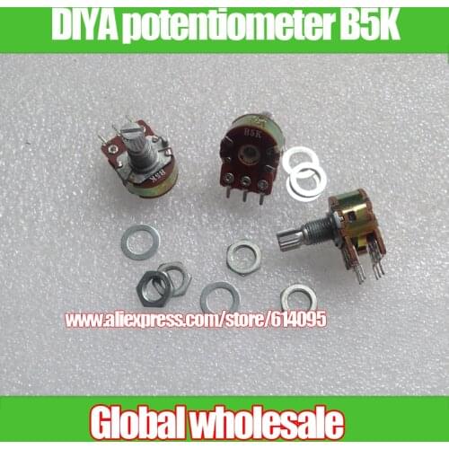 3pcs Taiwan DIYA 148-type double potentiometer B5K / handle length 15MM / knurling axis