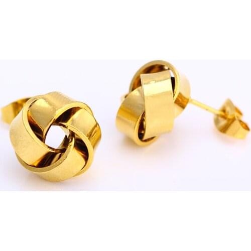 Unique Design Gold Stud Earrings Weave Shape Personality Earrings Jewelry Free shipping