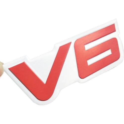 V6 Logo 3D Car Aluminm Sticker Emblem Auto Badge Decal For Mercedes BMW Audi VW Ford Fiesta Mustang Ranger Nissan Toyota Honda