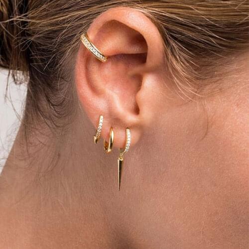 Hop Hip Punk Style Spike Shaped Drop Earrings For Women Exquisite Zircon Mens Earing Ear Accessories Jewelry Wholesale KBE151
