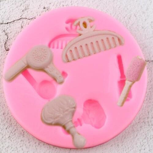 Woman Hair Beauty Makeup Tools Silicone Molds Comb Cupcake Topper Fondant Cake Decorating Tools Candy Chocolate Gumpaste Moulds