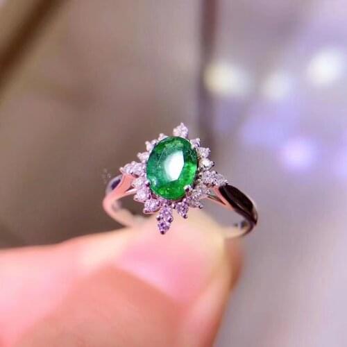 100% natural Colombia emerald ring 925 silver 4*6mm love Gift stone ring AAAA crystal healing stone low price