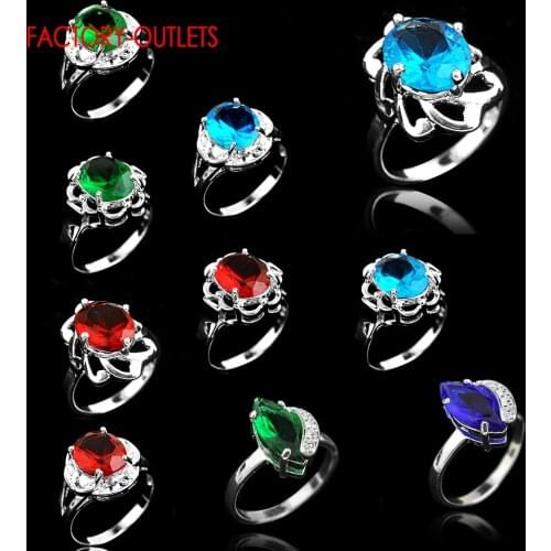 Engagement AAAAA Cubic Zircon Fashion Rings Real 925 Sterling Silver Wedding Ring For Women Mixed Size Mixed Colors Random
