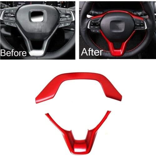 AU05 -Car Steering Wheel Cover Trim Interior Decorations Trim for Honda Accord 10Th 2018-2021 Red Car Styling
