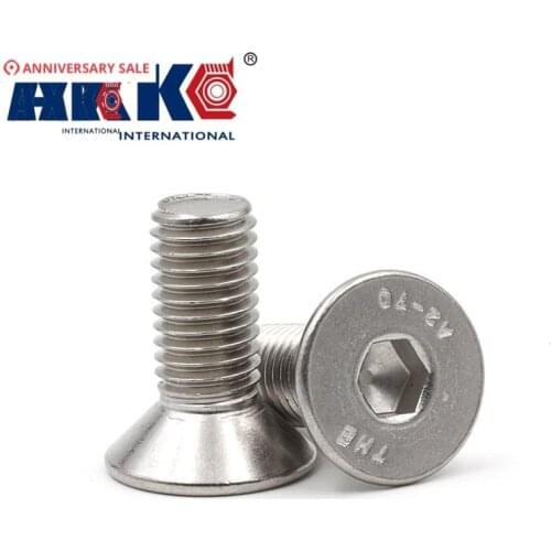 AXK 50Pcs DIN7991 ISO10642 JISB1194 M2 M2.5 M3 M4 Stainless Steel 304 Hexagonal Countersunk Screw Flat Head Screw M2 M2.5 M3 M4