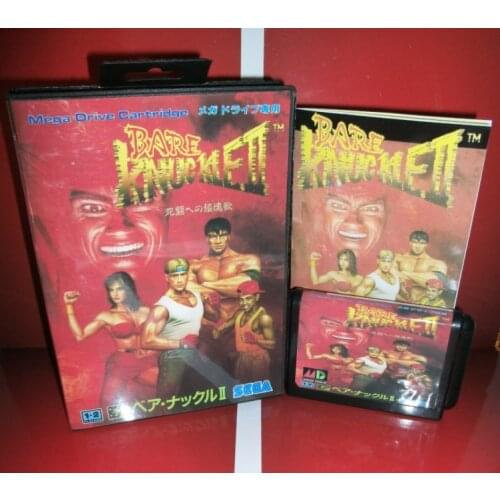 Bare Knuckle 2 - MD Game Cartridge Japan Cover with box and manual For Sega Megadrive Genesis Video Game Console 16 bit MD card