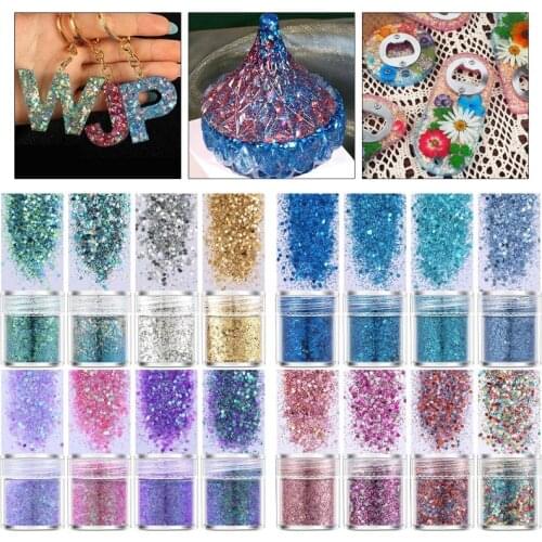 16 Colors Glitter Powder Sequins Holographic Chunky Glitter Sequins for Resin Crafts Filler Nail Art Decor