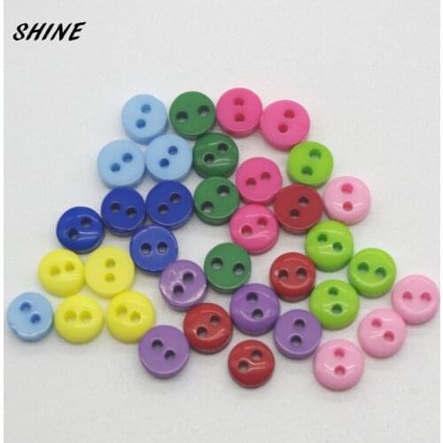 SHINE Resin Sewing Buttons Scrapbooking Round Mixed Random Two Holes 6mm Dia. 100PCs Costura Botones decorate bottoni botoes