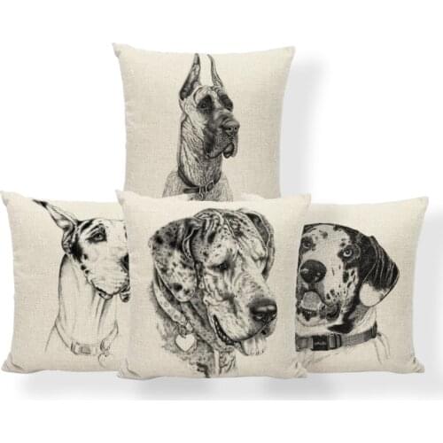 Dog Great Danes Cushion Case Love Greyhound Pillowcase Diamond Ocean Style Dorm Lumbar Support Toss Pillow 17X17 Linen Dropship