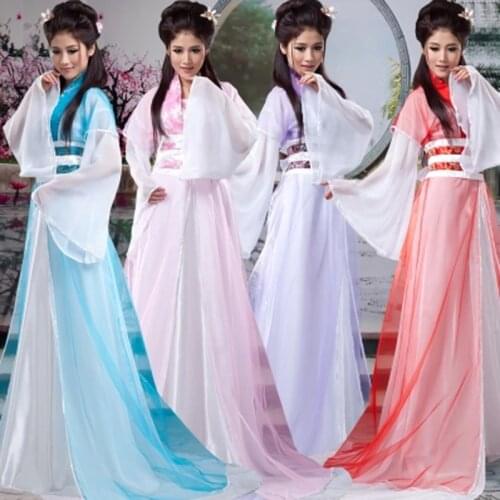 Chinese Modified Tang Costume Gorgeous Royal Fairy Hanfu Hem Trailing Dress