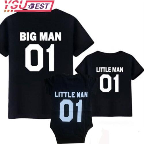 Family Look Matching Outfits Father and Son Big Men Little Man Dad Baby Summer Fathers Clothing T-shirt for Dad and Me Clothes