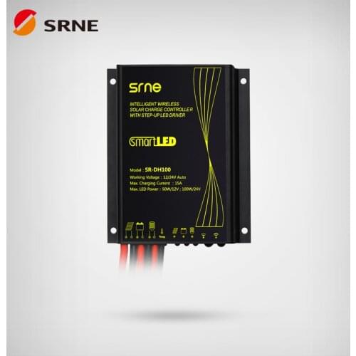 SRNE SR-DH100 12V 24V Solar Charge Controller 15A Intelligent Wireless Solar Charge Controller with Step-up LED Driver IP68