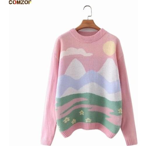 Korean Loose Sweaters Women 2021 Autumn Pullover Long Sleeve Knitting Clothing Lady Casual Tops джемпер женский