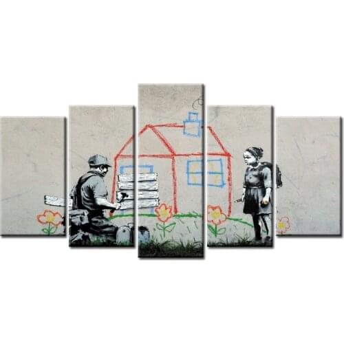 TOP Sale 5 Pcs Hot Sell Graffiti poster Wall Art Picture Modern Home Decoration Living Room Canvas Print Painting/Abstract (95)