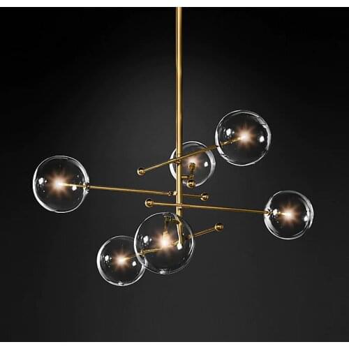 Chandelier Nordic Copper Black Metal Glass Ball Chandelier Pendant Lamp Magic Bean Lighting For Living Room Bedroom Foyer PA0579