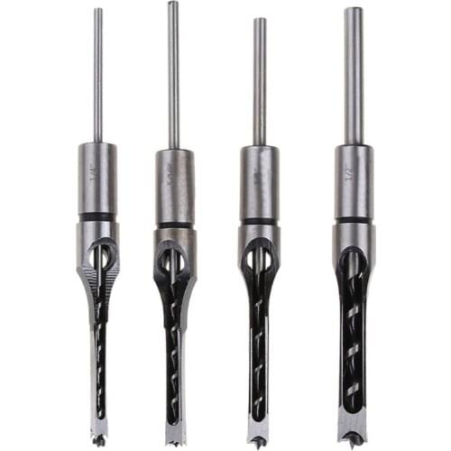 Woodworking Drill Bit Square Hole Chisel Mortising Kit Mortise Tenon Wood Tool Hole Drill