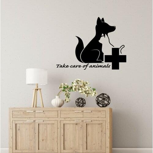 Pet clinic Quote Wall Decal Take Care Of Animals Veterinary Clinic Wall Stickers Pet Clinic window Decor Vinyl Wallpaper X751