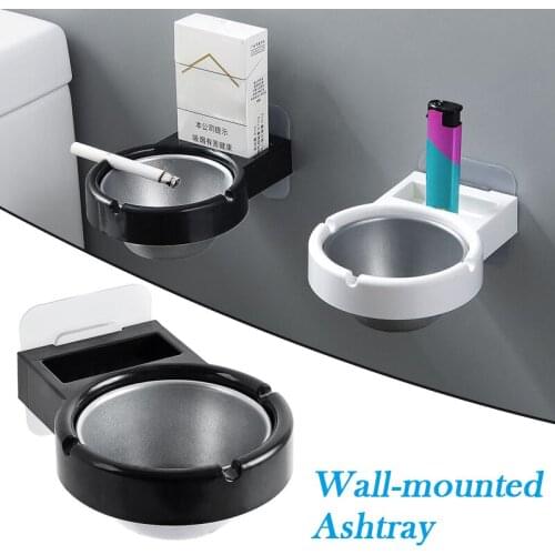 Wall- mounted Organizer Ashtray Waterproof Stainless Steel Wall Hanging Ashtray for Bathroom Home Office Toilet XHC88