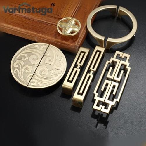 VARMSTUGA New Chinese wardrobe door handle gold handle cabinet door drawer antique solid wood cabinet handle furniture hardware