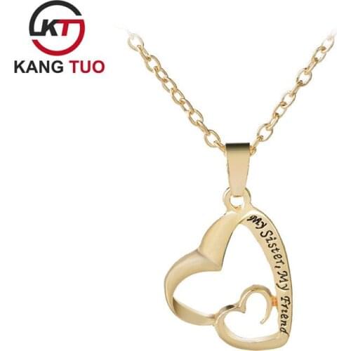 Wholesale 12pcs/lot my sister my friend Hollow Out Loving Heart Necklace For Friends Gifts