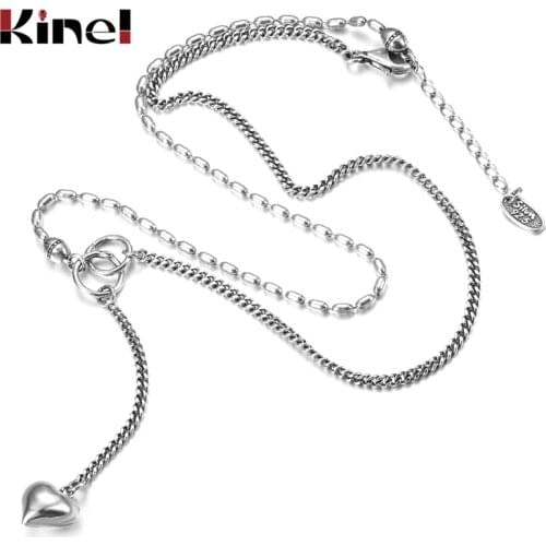 Kinel Heart Necklace Can Double Layers Stackable Korea Jewelry 925 Sterling Silver Pendant Necklace for Women 2020 New