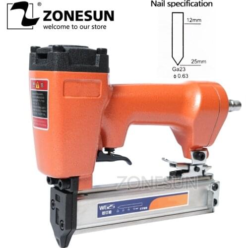 ZONESUN W625 Mosquito Pneumatic Nail Gun Air Stapler Stapling Machine For Furniture Woodworking Carpentry Decoration Carpenter