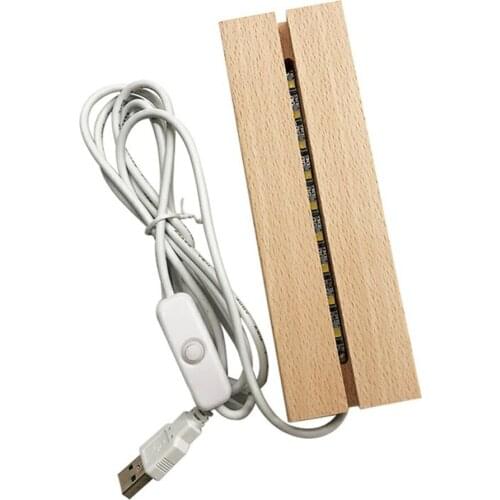 Nordic Simple Wooden Led Lamp Base USB Cable Switch Night Light 3D Led Night Lamp Base Long Acrylic DIY Wooden Lamp Base