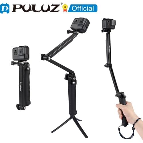PULUZ 3-Way Grip For GoPro HERO6/5 Foldable Multi-functional Selfie-stick For Go Pro Hero4 Extension Monopod+Tripod