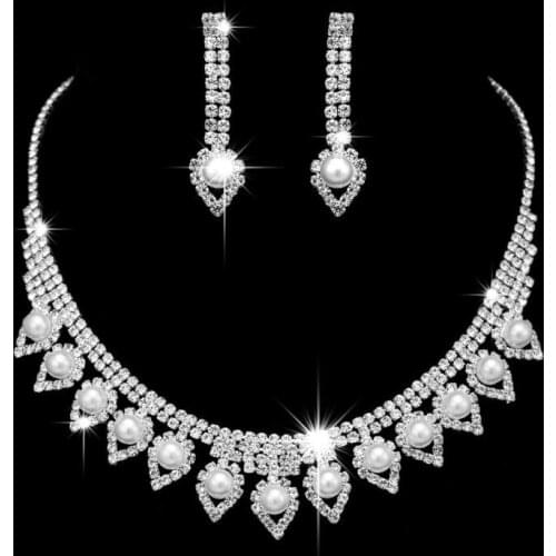 Romantic and Beautiful Womens Bridal Suit Fashion Tassel Water Drop Necklace Earrings Two-Piece Prom Costume Accessories