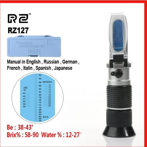 RZ High Quality Brix Be Water 3 in 1 58%~92%Concentration Honey Refractometer Bees Sugar Food ATC RZ127