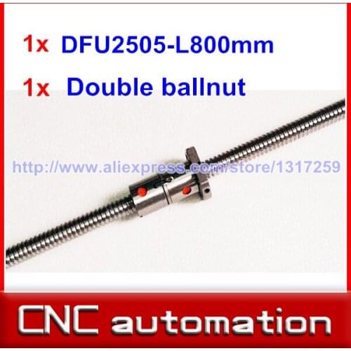 Ballscrew 2505 -L 800mm DFU2505 ball screw rail with one Double ballnut