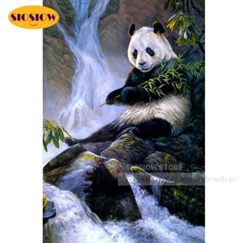 SIOSIOW Diamond Mosaic Photo Embroidery Panda Bear Cross Stitch 5D Diamond Painting Animal Bead Picture Kits Art Gift Wall Decor