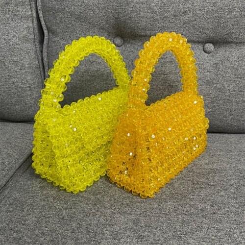 Customized Bead Bag Green Hand-woven Celebrity Handbags Unique Design Ladies Party Bag Top-handle Purses and Handbags