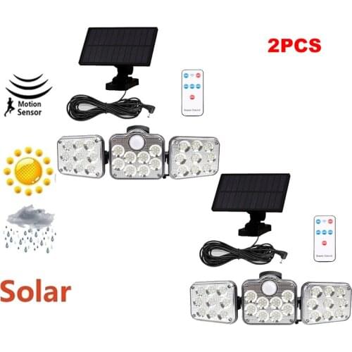 2pcs 138 led seperable remote 3 Modes Outdoor Solar Wall Lamp Waterproof PIR Motion Sensor Garden Light Solar Powered Spotlight