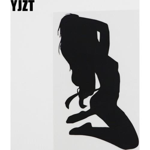 YJZT 9.2CMX16.4CM Creative Sexy Lady Posing Decal Vinyl Car Sticker Black/Silver 8A-0439