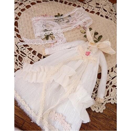 1PCS Mori Style White Long Lacy Dress Clothes for Blyth, Licca, Azone Doll Clothing Accessories