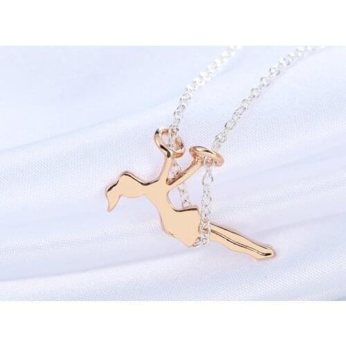 10pcs/Lot Gymnastics Sports Pendant Necklace Longo Chain Tiffan Jewelry For Women Fitness Femme Homme Bijoux