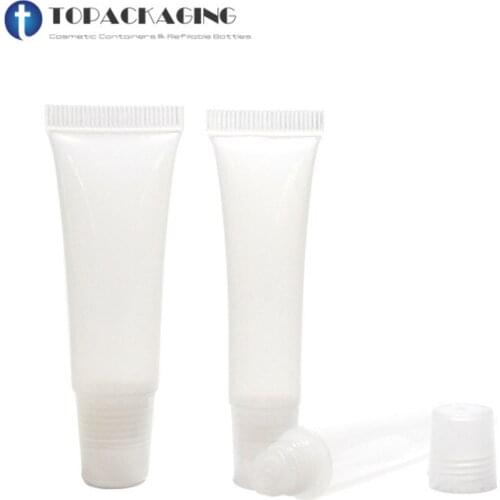 100pcs*8/10ML Empty Lipstick Tube Lip Balm Soft Hose Bottle Makeup Squeeze Packing Clear Plastic Lip Gloss Container Refillable