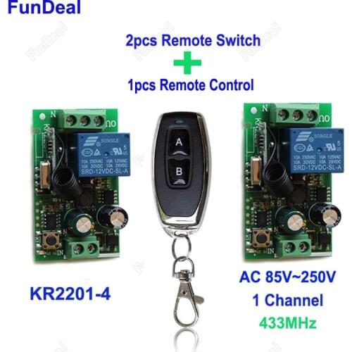 2pcs 433Mhz Universal Wireless Remote Control Switches AC 85V ~ 250V 110V 220V 1CH Relay Receiver Module With RF Remote Controls