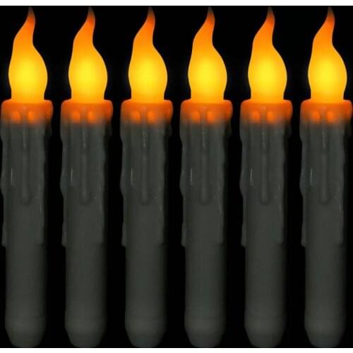 24pcs Flameless Led Taper Candlestick Flickering Battery operate Dipped wax Candle lamp Wedding Xmas Bar table party decor-AMBER