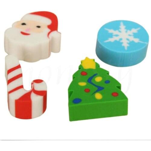 35Pcs/Pack Mini Kawaii Eraser Cartoon Santa Christmas Tree Snowflake school Office supplies Rubber Eraser christmas gift