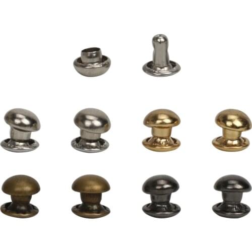 4 Colors 4 Sizes Double Cap Rivet Mushroom Nails Leather Rivets Tubular Metal Studs for Leather Craft Repairs Decoration