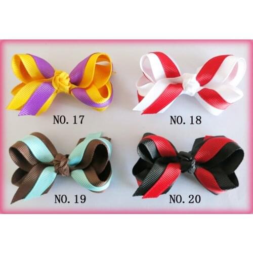 50 BLESSING Good Girl Boutique 2.75" - 3" Bow 2 Tone Double ABC Hairbow Clip