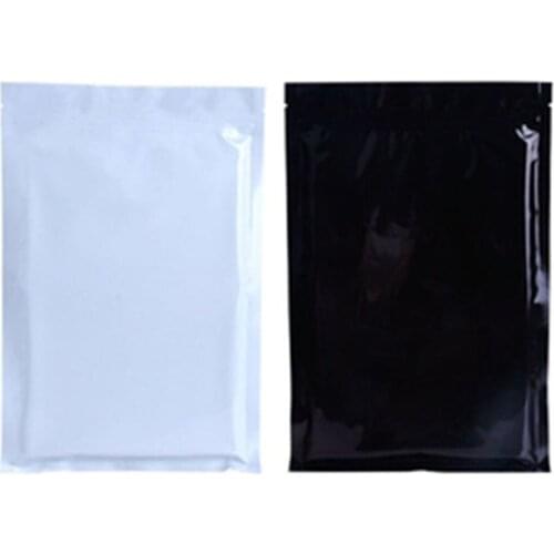 6x8cm 100pcs Glossy Black White Aluminum Foil Ziplock Bag Food Powder Storage Bag Thick Tear Notch Zip Lock Plastic Flat Pouches