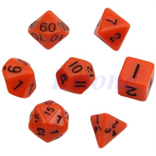 7pcs Black Sided Die D4 D6 D8 D10 D12 D20 RPG Poly Dice Game
