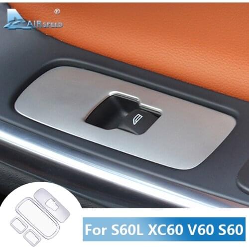 Airspeed Stainless Steel for Volvo S60L XC60 V60 S60 Accessories Interior Trim Car Window Lifter Switch Button Cover Sticker