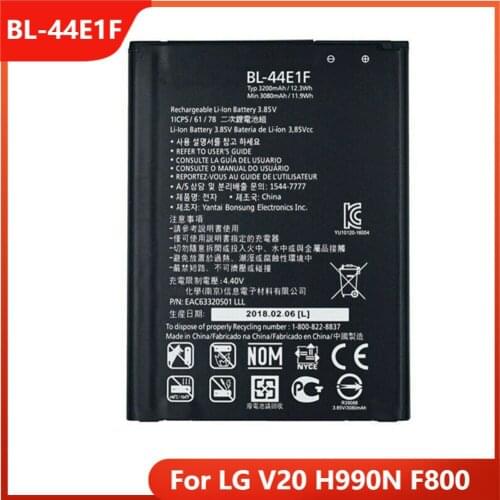 Original Phone Battery BL-44E1F For LG V20 H990N F800 BL-44E1F Replacement Rechargable Batteries 3200mAh